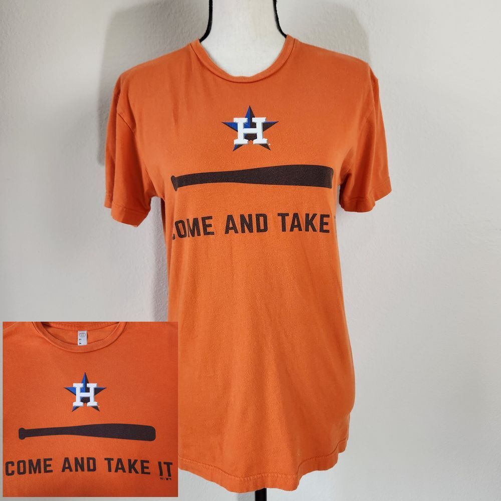 2019 Houston Astros Baseball Size Small Orange Come And Take It MLB Cotton Shirt